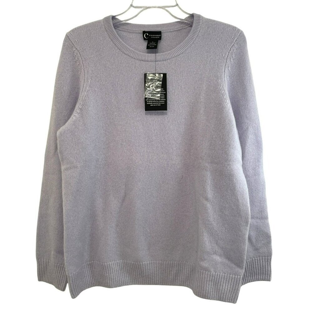 C by Bloomingdales Lavender Serenity Blue Cashmere Crewneck Sweater L